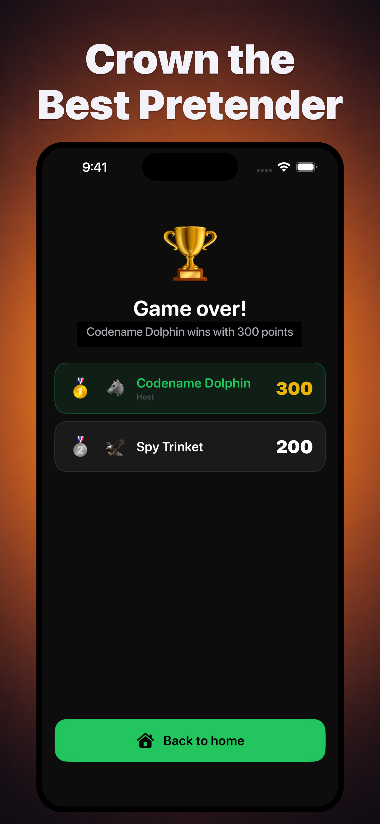 The game-over screen crowning the winning player