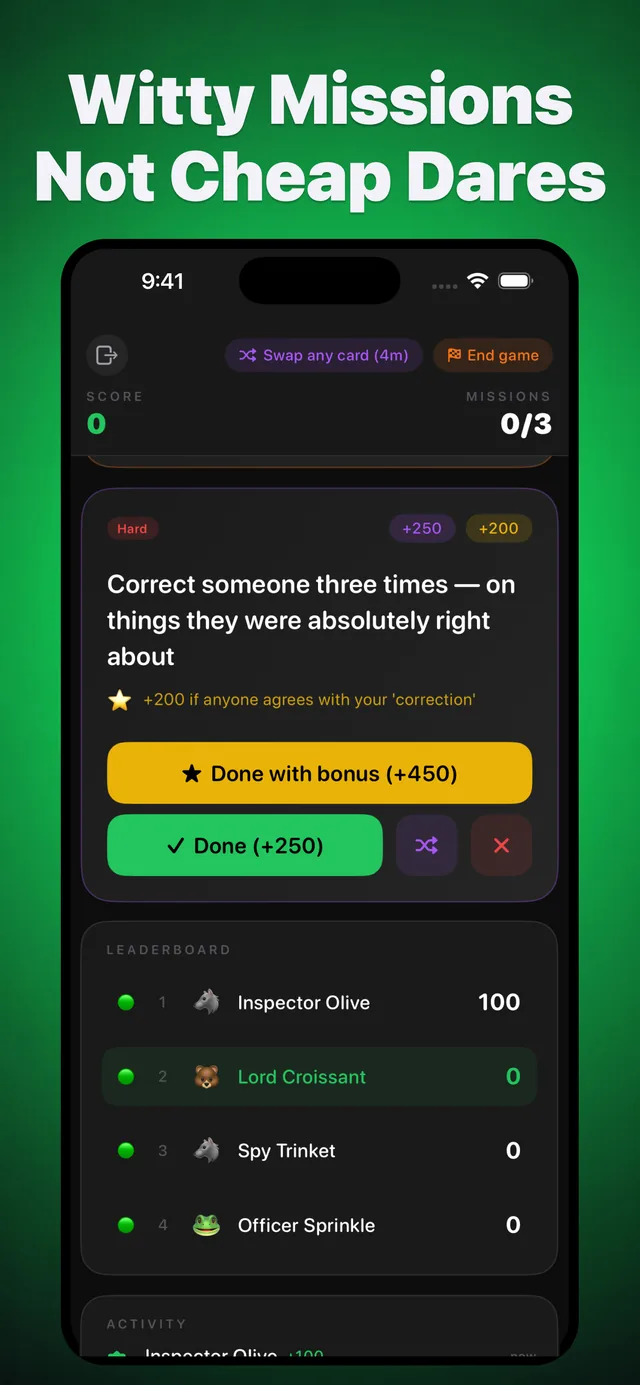 A Hard mission card above the live in-game leaderboard